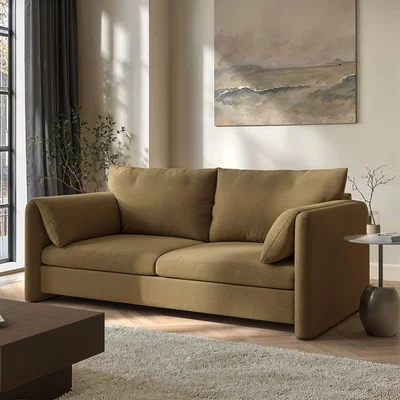 Furniture123 Khaki Brown Chenille 3 Seater Sofa  Kennedy