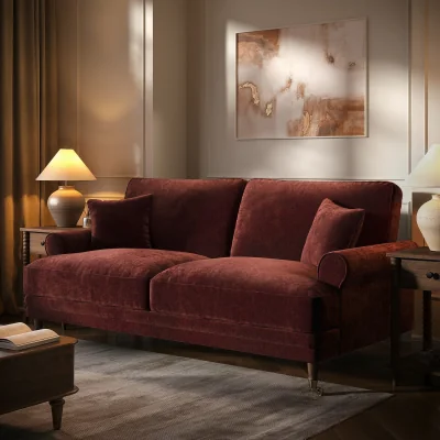 Furniture123 Berry Brown Chenille Feather-Filled 3-Seater Sofa - Payton Heritage