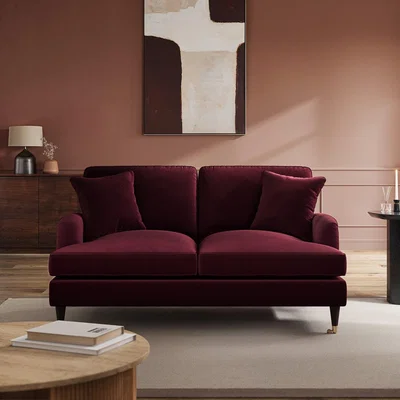 Furniture123 Burgundy Velvet 2 Seater Sofa - Payton