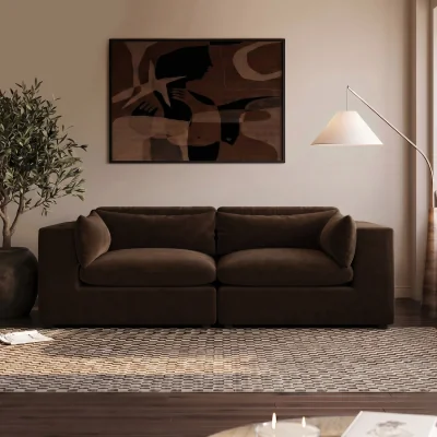 Furniture123 Large Chocolate Brown Velvet 3 Seater Sofa - Hudson