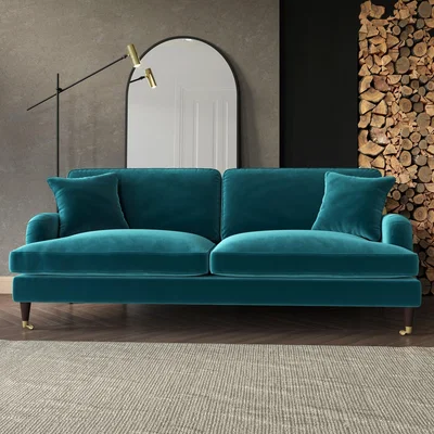 Furniture123 Teal Velvet 4 Seater Sofa - Payton