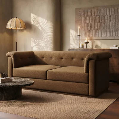 Furniture123 Brown Chenille 3 Seater Sofa - Caleb