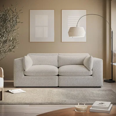 Furniture123 Beige Boucle 3 Seater Sofa - Hudson