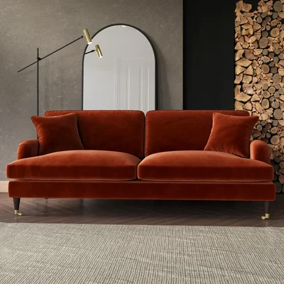 Furniture123 Burnt Orange Velvet 4 Seater Sofa - Payton