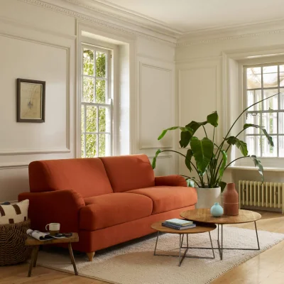 Feather & Black Serena Sofa Bed - Rust