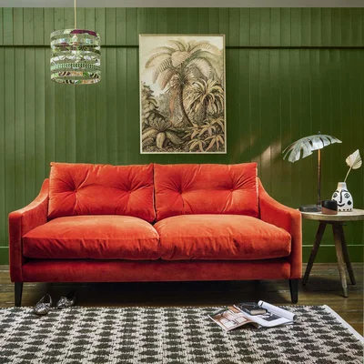 Graham & Green Graham and Green Deep Dream Carnelian Velvet Two and a Half Seater Sofa