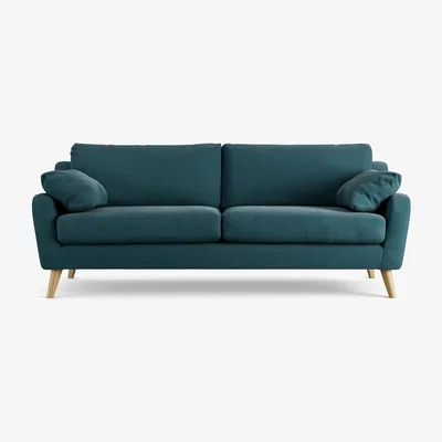 Habitat Habitat Ivor Fabric 4 Seater Sofa - Teal - Ash Leg