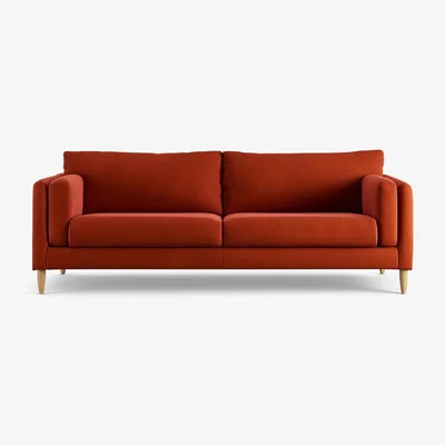 Habitat Habitat Newington Velvet 4 Seater Sofa -  Orange - Ash Leg