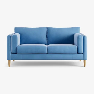 Habitat Habitat Newington Velvet 2 Seater Sofa -Sky Bl ue - Ash Leg