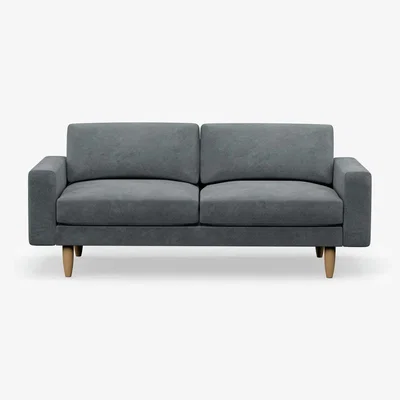 Habitat Hutch Velvet Block Arm 3 Seater Sofa - Slate Grey