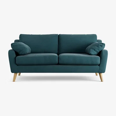 Habitat Habitat Ivor Fabric 3 Seater Sofa - Teal - Ash Leg