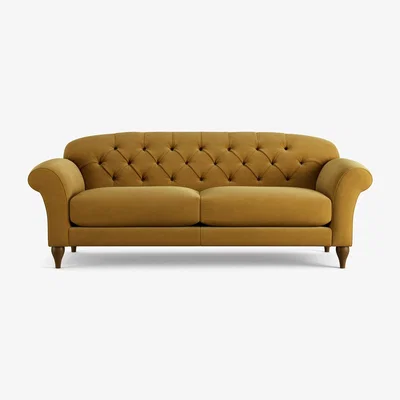 Habitat Habitat Brooker Fabric 4 Seater Sofa - Gold - Dark Leg