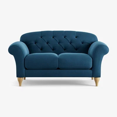 Habitat Habitat Brooker Velvet  2 Seater Sofa - Ink Blue - Ash Leg