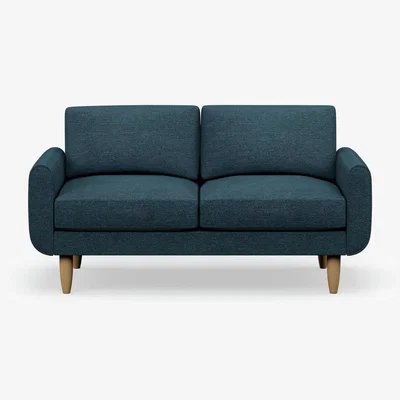 Habitat Hutch Fabric Round Arm 2 Seater Sofa - Aegean Blue