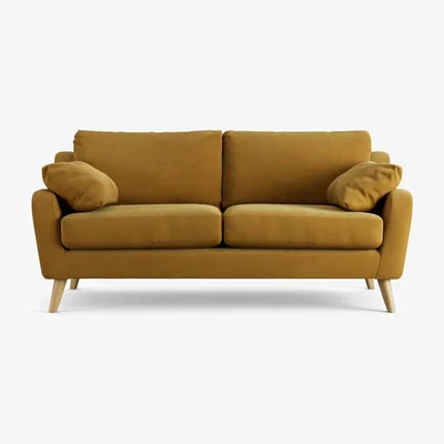 Habitat Habitat Ivor Fabric 3 Seater Sofa - Gold - Ash Leg
