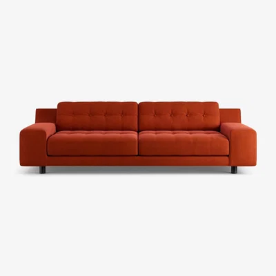 Habitat Habitat Hendricks Velvet 4 Seater Sofa - Orange - Black Leg