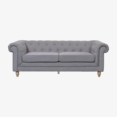 Habitat Habitat Chesterfield 3 Seater Woven Sofa - Light Grey