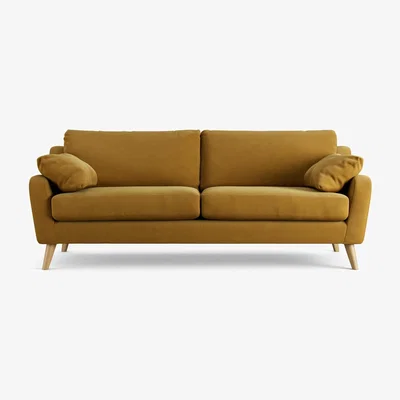 Habitat Habitat Ivor Fabric 4 Seater Sofa - Gold - Ash Leg