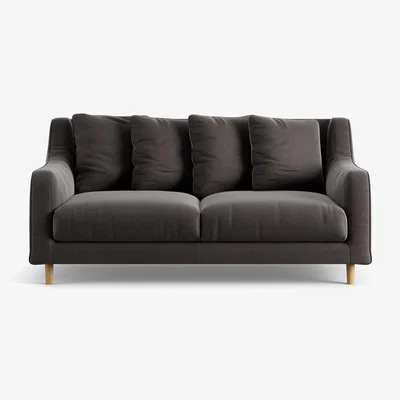 Habitat Habitat Swift Velvet 2 Seater Sofa - Grey - Ash Leg