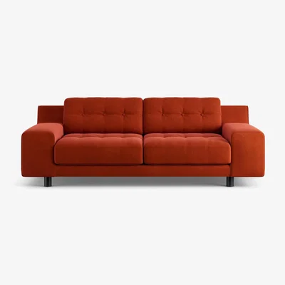 Habitat Habitat Hendricks Velvet 3 Seater Sofa - Orange - Black Leg