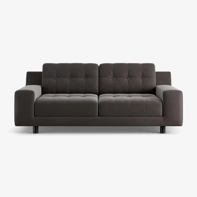 Habitat Habitat Hendricks Velvet 2 Seater Sofa - Grey - Black Leg