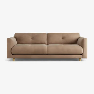 Habitat Habitat Emely Velvet 3 Seater Sofa - Latte - Ash Leg