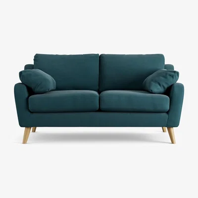 Habitat Habitat Ivor Fabric 2 Seater Sofa - Teal - Ash Leg