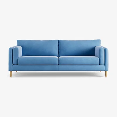 Habitat Habitat Newington Velvet 4 Seater Sofa -Sky Blue - Ash Leg
