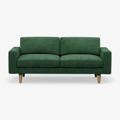 Habitat Hutch Velvet Block Arm 3 Seater Sofa - Sage Green