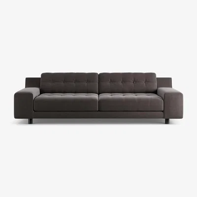 Habitat Habitat Hendricks Velvet 4 Seater Sofa - Grey - Black Leg