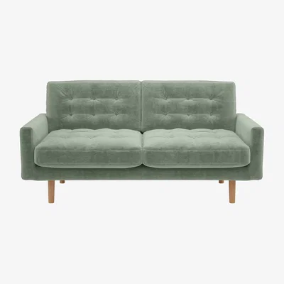 Habitat Habitat Fenner 2 Seater Velvet Sofa - Sage