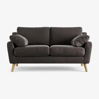 Habitat Habitat Ivor Velvet 2 Seater Sofa - Grey - Ash Leg