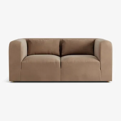 Habitat Habitat Lars Velvet 2 Seater Sofa - Latte - Ash Leg