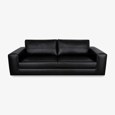 Habitat Habitat Daly Leather Wide Arm 4 Seater Sofa - Black