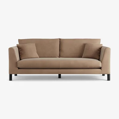 Habitat Habitat Aston Velvet 3 Seater Sofa - Latte - Black Leg