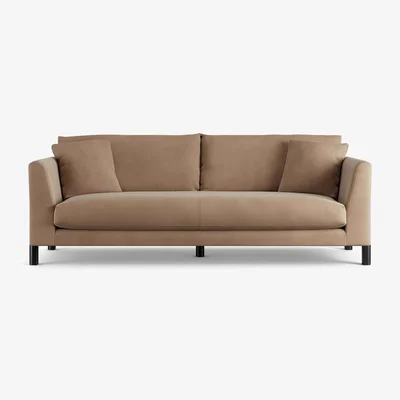 Habitat Habitat Aston Velvet 4 Seater Sofa - Latte - Black Leg