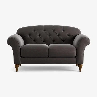 Habitat Habitat Brooker Velvet  2 Seater Sofa - Grey - Dark Leg