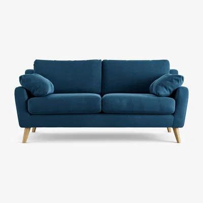 Habitat Habitat Ivor Velvet 3 Seater Sofa - Ink Blue - Ash Leg