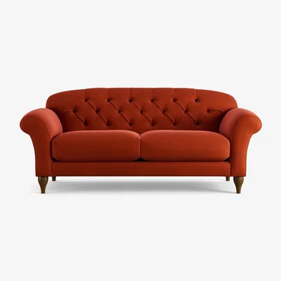 Habitat Habitat Brooker Velvet  3 Seater Sofa - Orange - Dark Leg