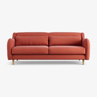 Habitat Habitat Turnmill Fabric 3 Seater Sofa - Papaya - Ash Leg
