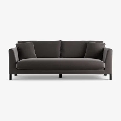 Habitat Habitat Aston Velvet 4 Seater Sofa - Slate Grey - Black Leg