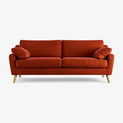 Habitat Habitat Ivor Velvet 4 Seater Sofa - Burnt Orange - Ash Leg