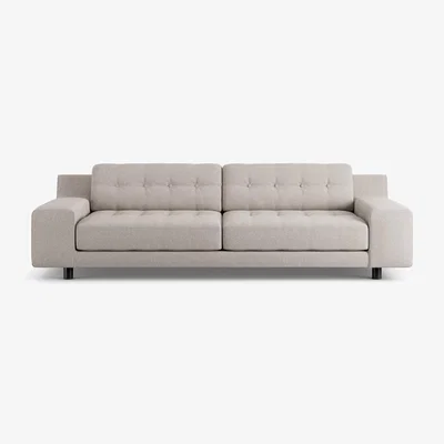 Habitat Habitat Hendricks Fabric 4 Seater Sofa - Stone - Black Leg