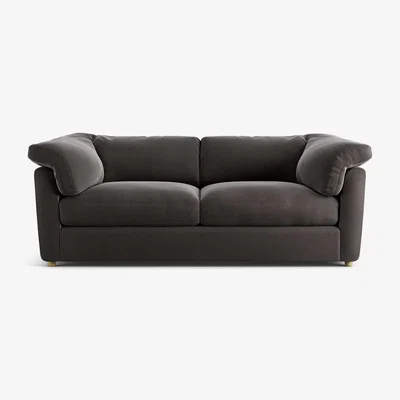 Habitat Habitat Wynn Velvet 3 Seater Sofa - Slate Grey - Ash Leg