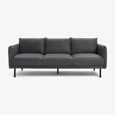 Habitat Habitat Moore 4 Seater Leather Sofa - Dark Grey