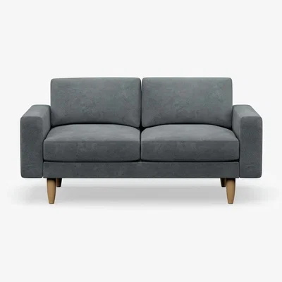 Habitat Hutch Velvet Block Arm 2 Seater Sofa - Slate Grey