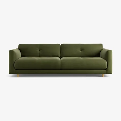 Habitat Habitat Emely Velvet 4 Seater Sofa - Moss Green - Ash Leg