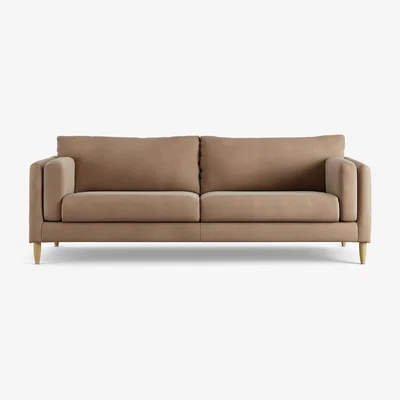 Habitat Habitat Newington Velvet 4 Seater Sofa - Latte - Ash Leg