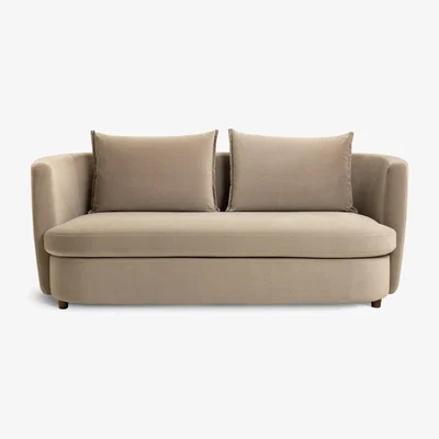 Habitat Habitat Virgil Velvet 3 Seater Sofa - Latte