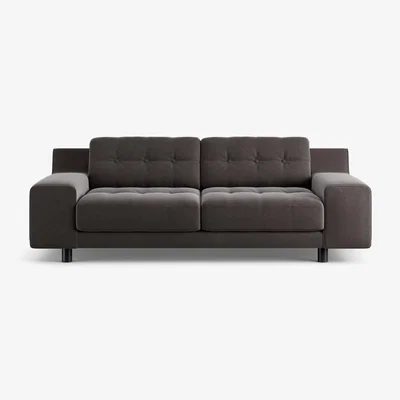 Habitat Habitat Hendricks Velvet 3 Seater Sofa - Grey - Black Leg